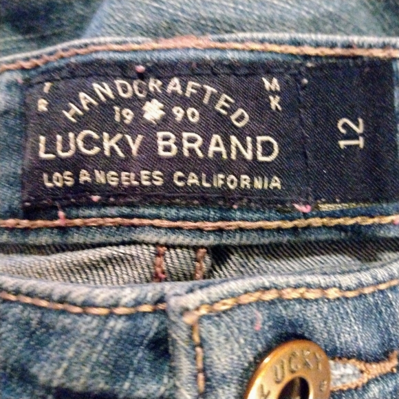 LUCKY BRAND Dylan Boyfriend Butterfly Appliques Distressed Stretch Jeans Size 12 - Picture 7 of 9
